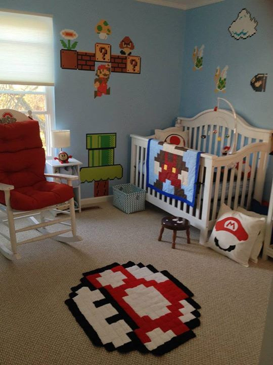 Baby Room Decoration Games
 Super Mario Bros themed baby nursery Mario blanket
