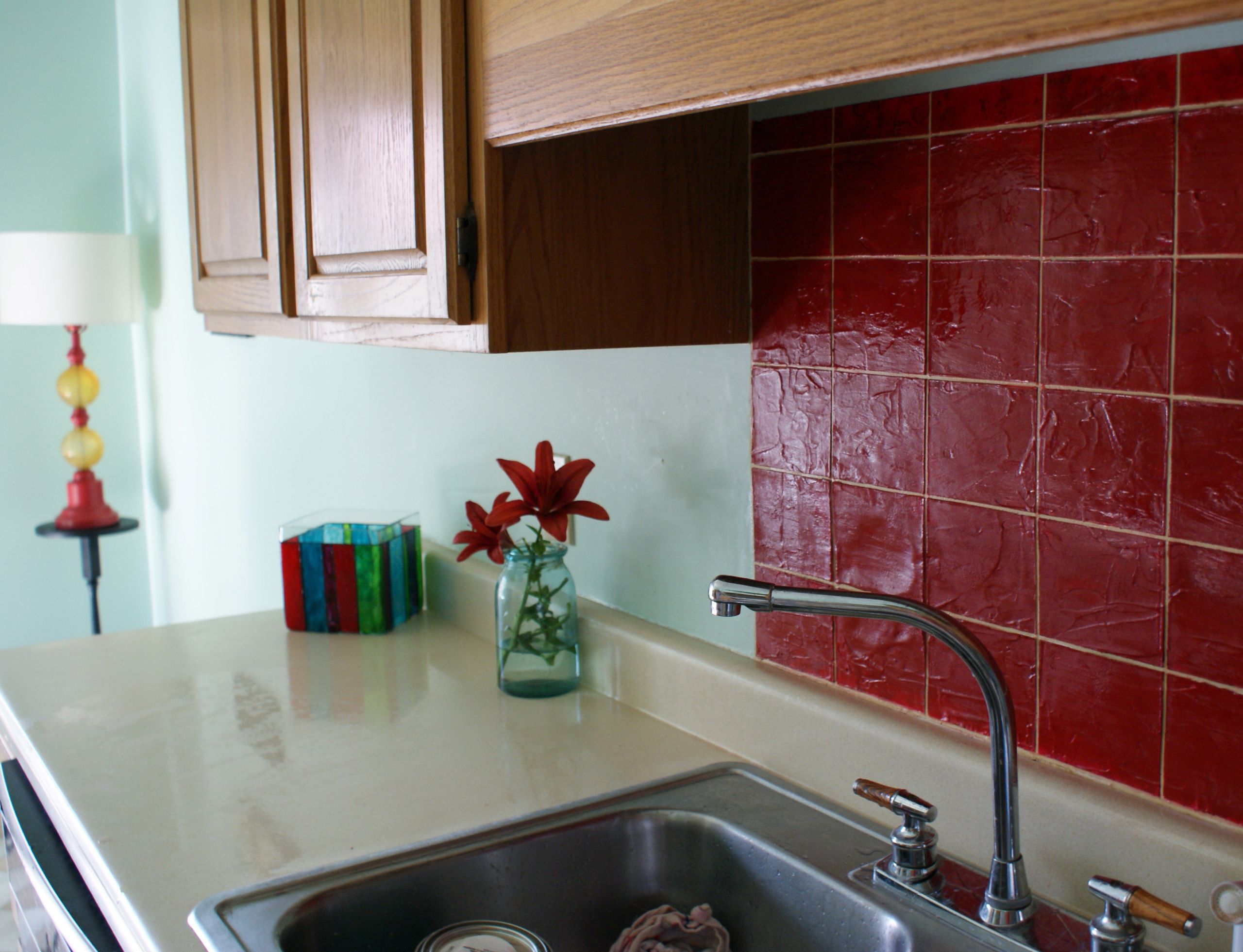 Backsplash In Kitchen
 Faux Tile Kitchen Backsplash