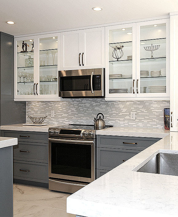 Backsplash In Kitchen
 MODERN White Marble Glass Kitchen Backsplash Tile