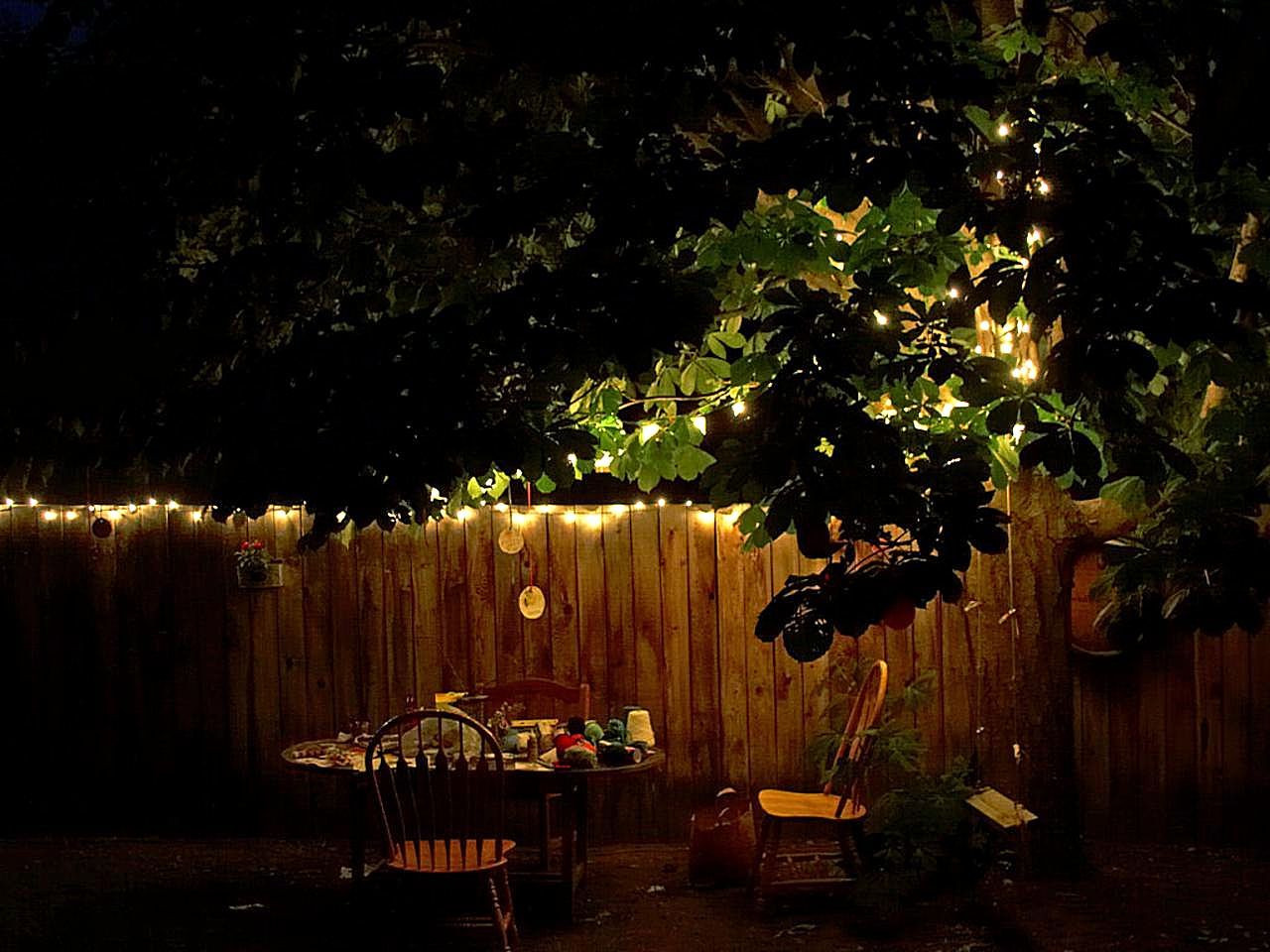 Backyard At Night
 Free picture backyard table night