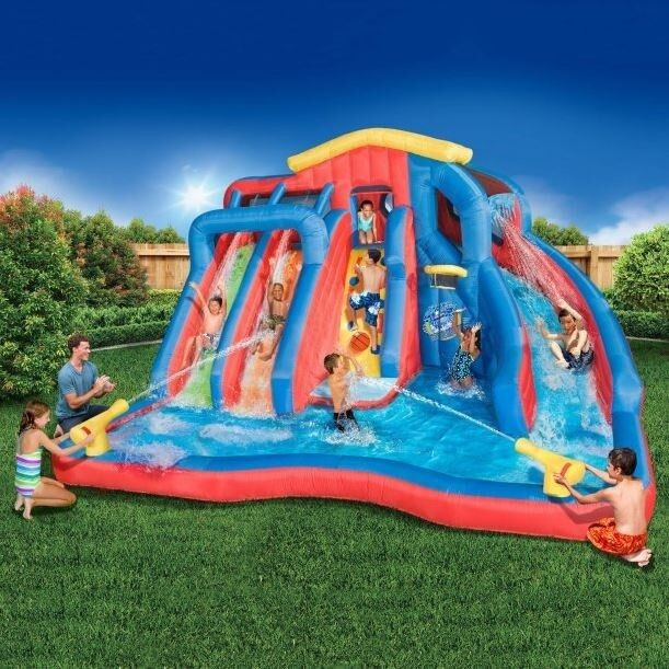 Backyard Bounce Houses
 Pool With Water Slide For Kids Inflatable Splash