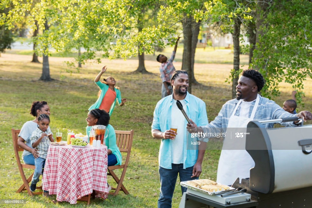 Backyard Cook Out
 Africanamerican Family Having Backyard Cookout Stock