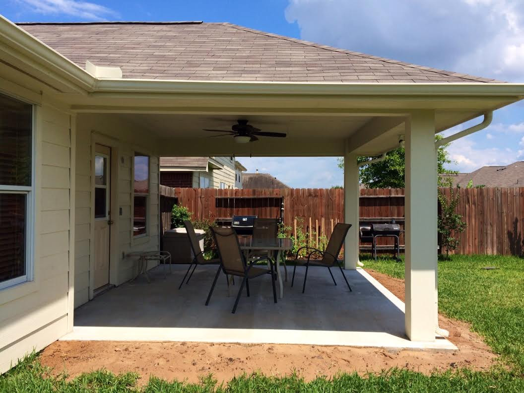 Backyard Deck Cost
 Imbrogno hip roof patio cover Houston Texas