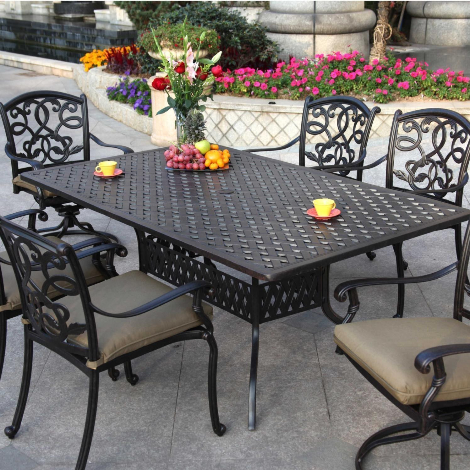 Backyard Furniture Sets Best Of Patio Furniture Dining Set Cast Aluminum 72&quot; Rectangular