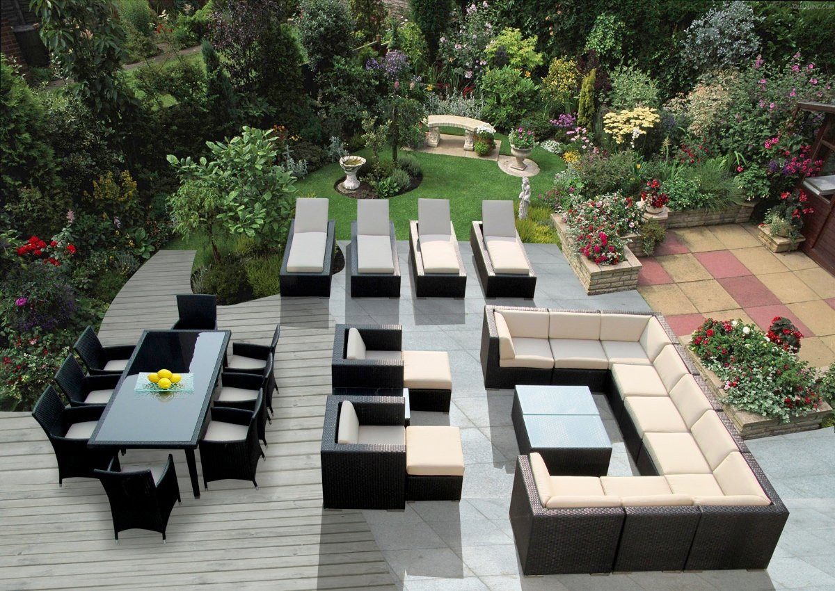 Backyard Furniture Sets
 Genuine 29 Piece Ohana Wicker Patio Furniture Set Outdoor