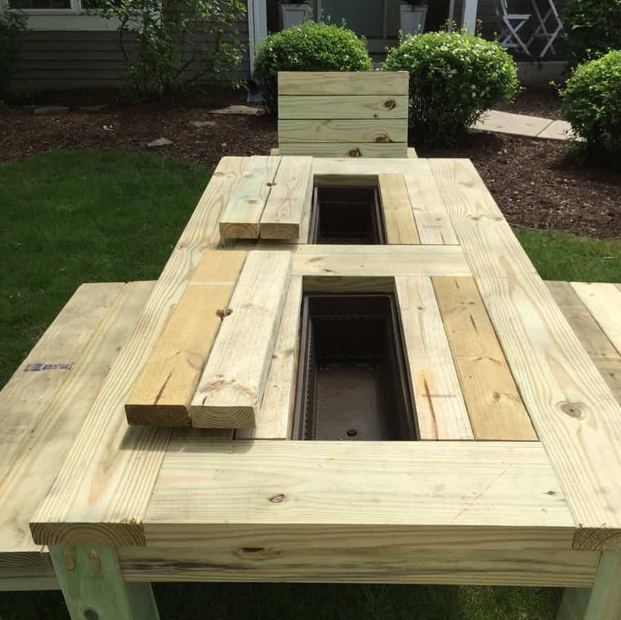 Backyard Picnic Table
 Repurposed by Rob Patio Picnic Table Drink Coolers