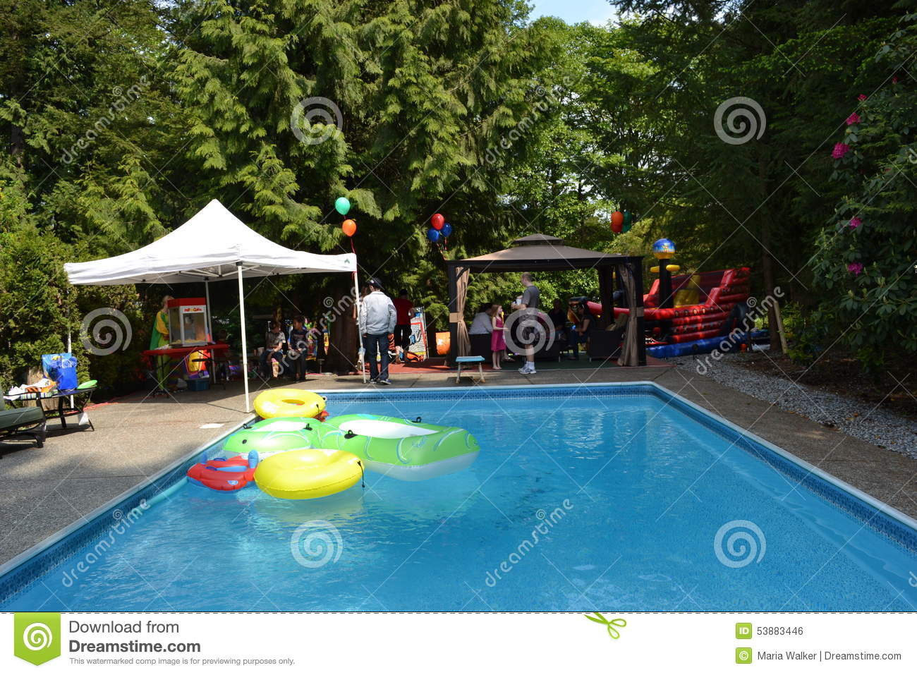 Backyard Pool Party
 Pool Party editorial photo Image of water gazebo more