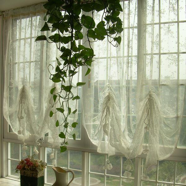 Balloon Curtains For Kitchen
 French Country Embroidered Balloon Shade Sheer Voile Cafe