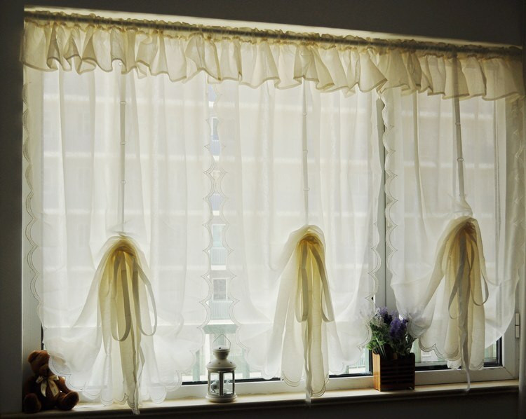 Balloon Curtains For Kitchen
 Vintage style ruffled screens curtain waterfall cream