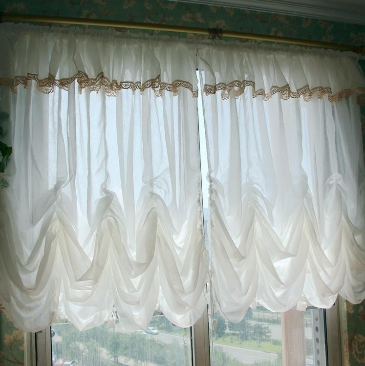Balloon Curtains For Kitchen
 French Country Cottage Solid White Adjustable Balloon