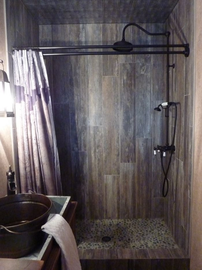 Barnwood Tile Bathroom
 Master Bathroom Transformed With Reclaimed Wood Tile