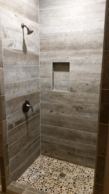 Barnwood Tile Bathroom
 Barnwood Tile Shower Rustic Bathroom Other