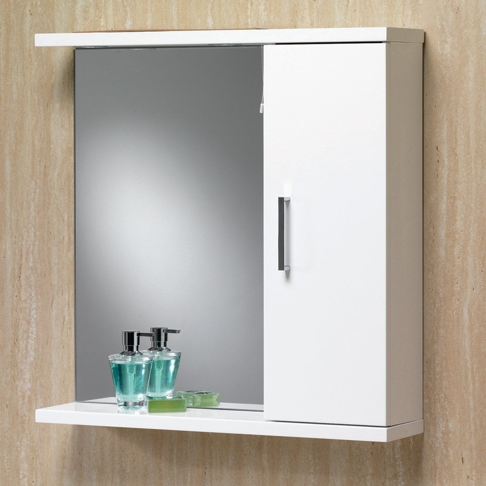 Bathroom Cabinet Mirror
 Richmond 75 Mirrored Cabinet With Lights Gloss White