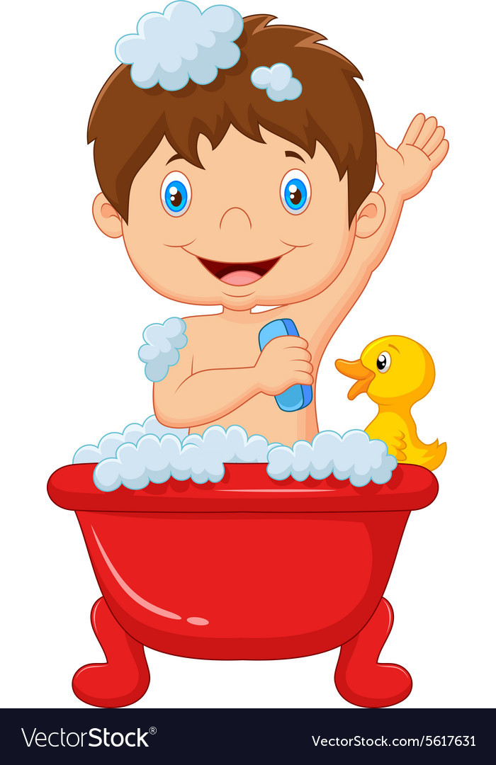 Bathroom Clipart For Kids
 Cartoon child taking a bath Royalty Free Vector Image