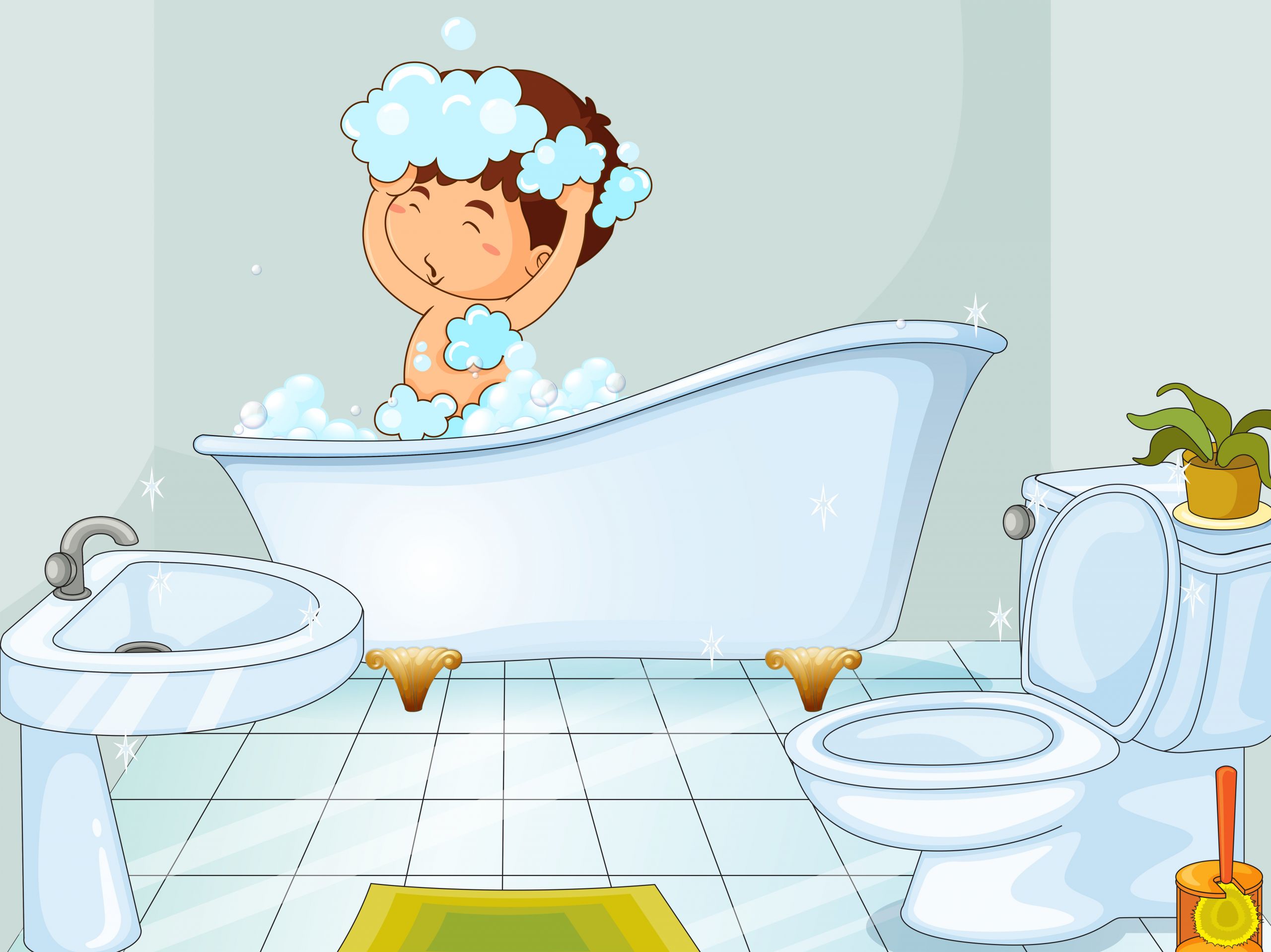 Bathroom Clipart For Kids
 Boy taking bath in bathroom Download Free Vectors