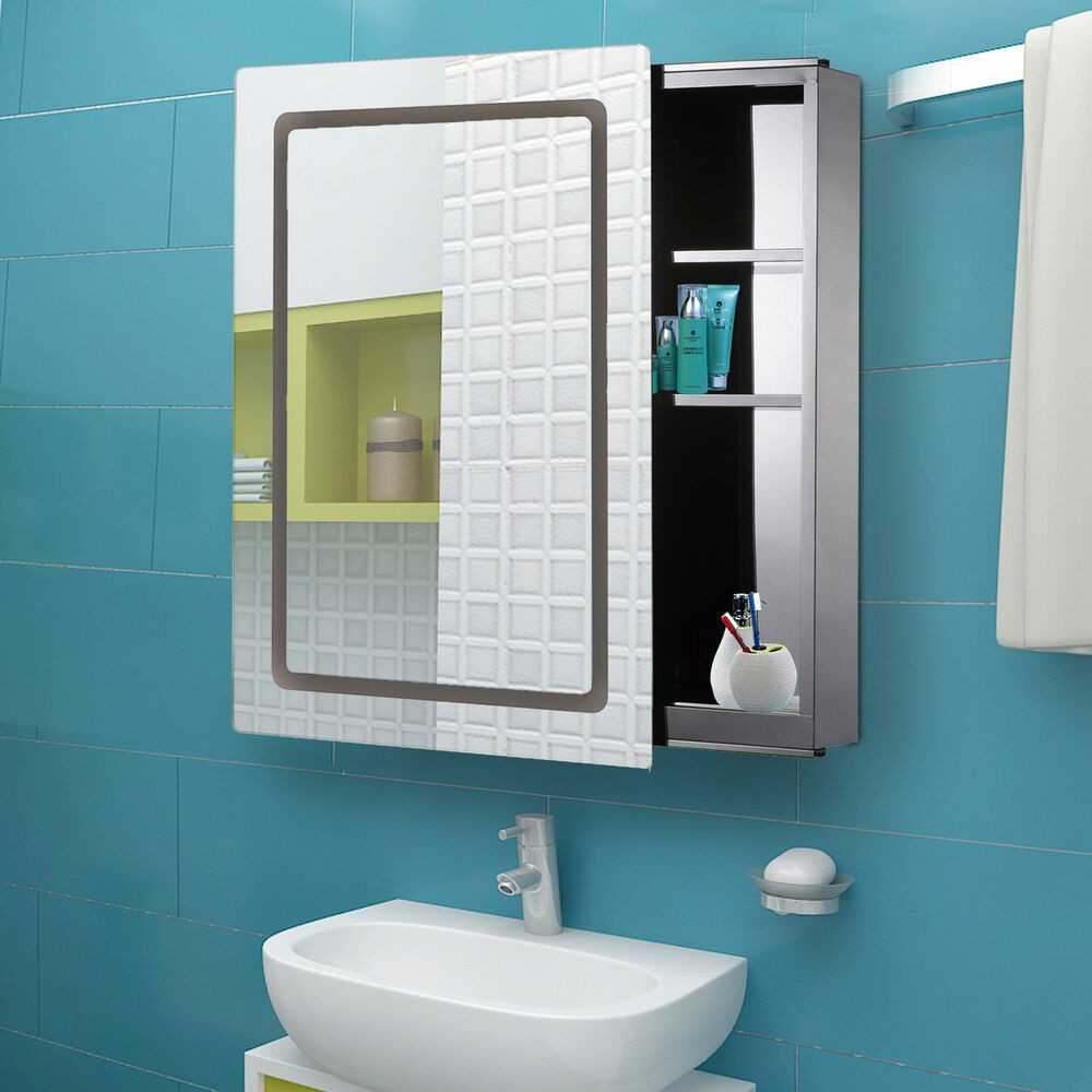 Bathroom Mirror Cabinet With Light
 Morden LED Light Mirrored Medicine Cabinet Bathroom