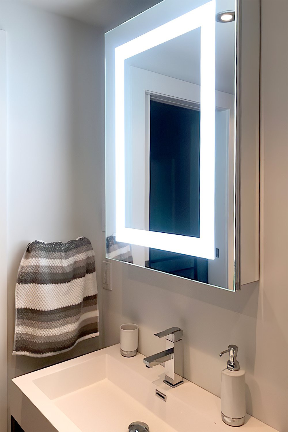 Bathroom Mirror Cabinet With Light
 Surface Mounted LED Medicine Cabinet 24" x 36" Left