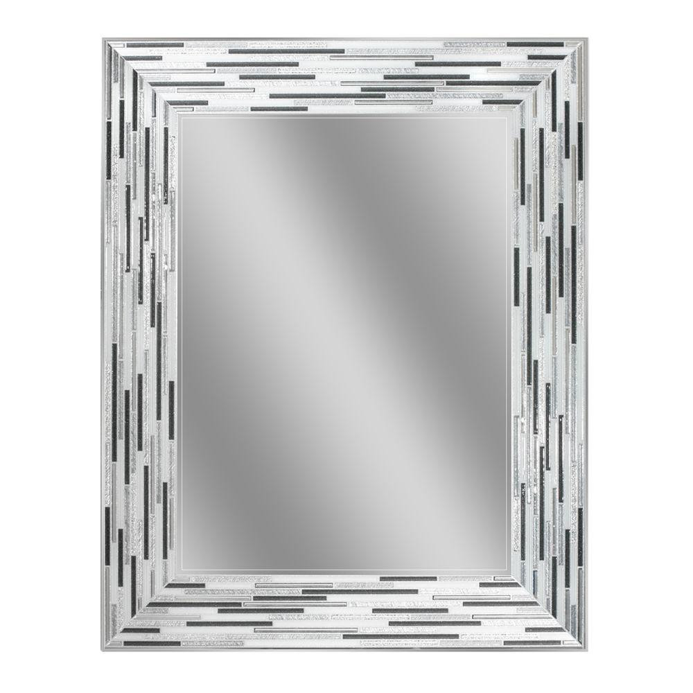 Bathroom Mirror Home Depot
 Deco Mirror 30 in L x 24 in W Reeded Charcoal Tiles Wall