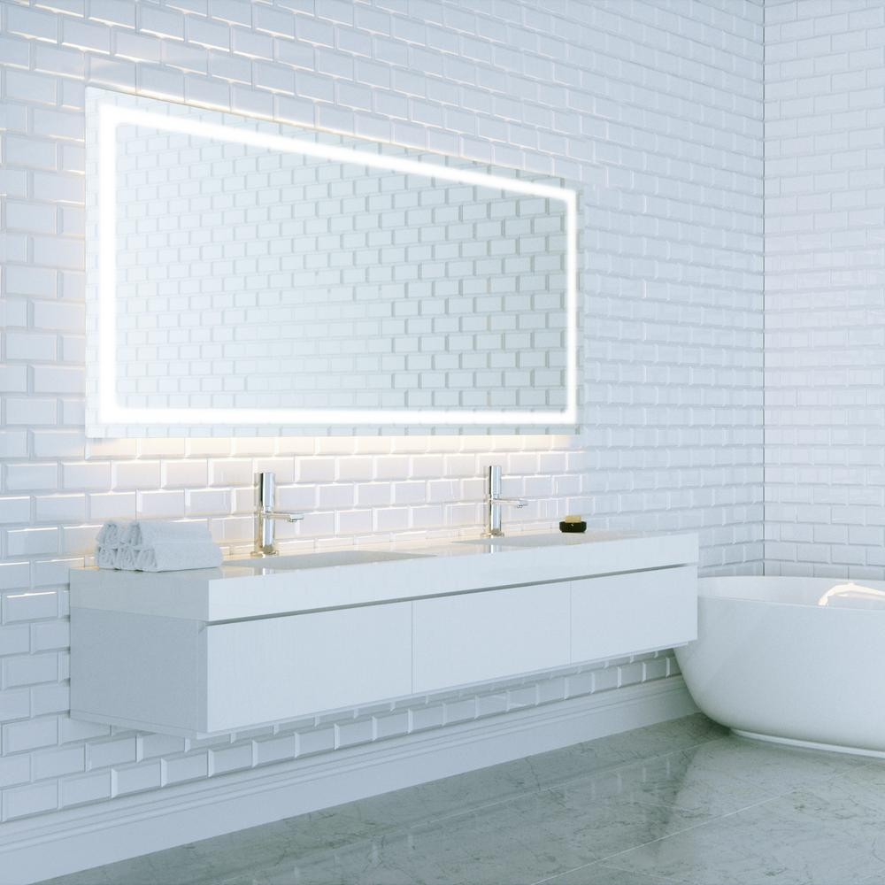 Bathroom Mirror Home Depot
 Dyconn Swan 48 in W X 36 in H LED Backlit Vanity