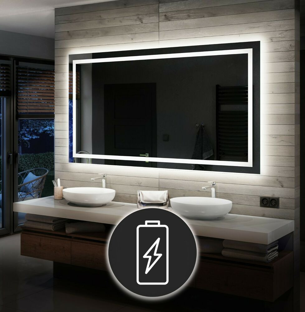 Bathroom Mirror Size
 LED Illuminated Bathroom Mirror Battery Operated To