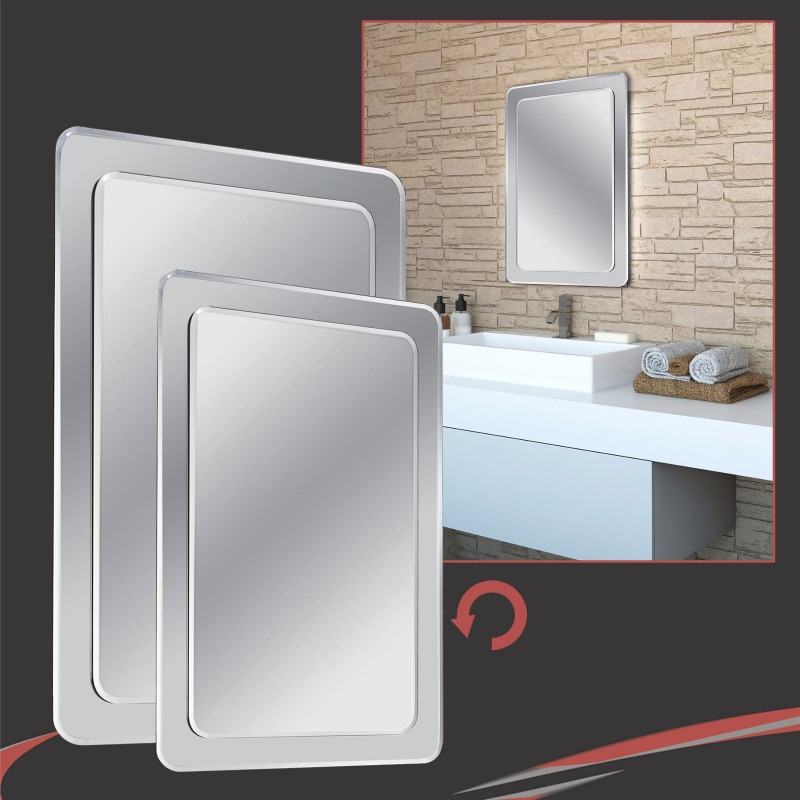 Bathroom Mirror Size
 "Rectangular Round Edge" Double Bevelled Bathroom Mirror