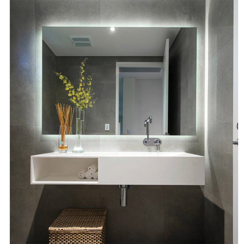 Bathroom Mirror Size
 Rear Soft Glow LED Backlit Bathroom Mirror 90 x 75cm