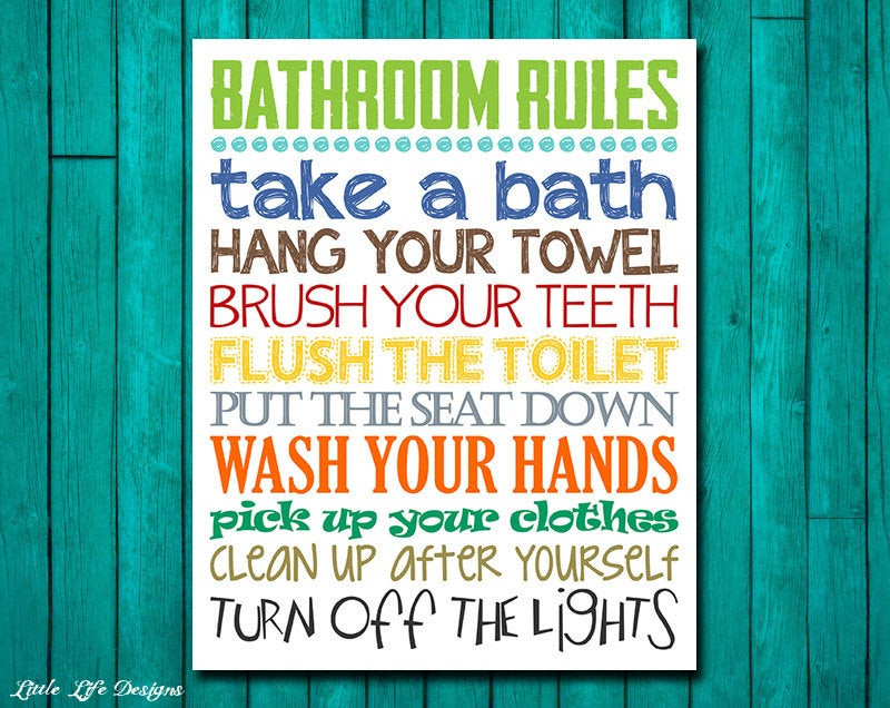 Bathroom Rules For Kids
 Bathroom Rules Boys Bathroom Decor Boys Bathroom Wall Art
