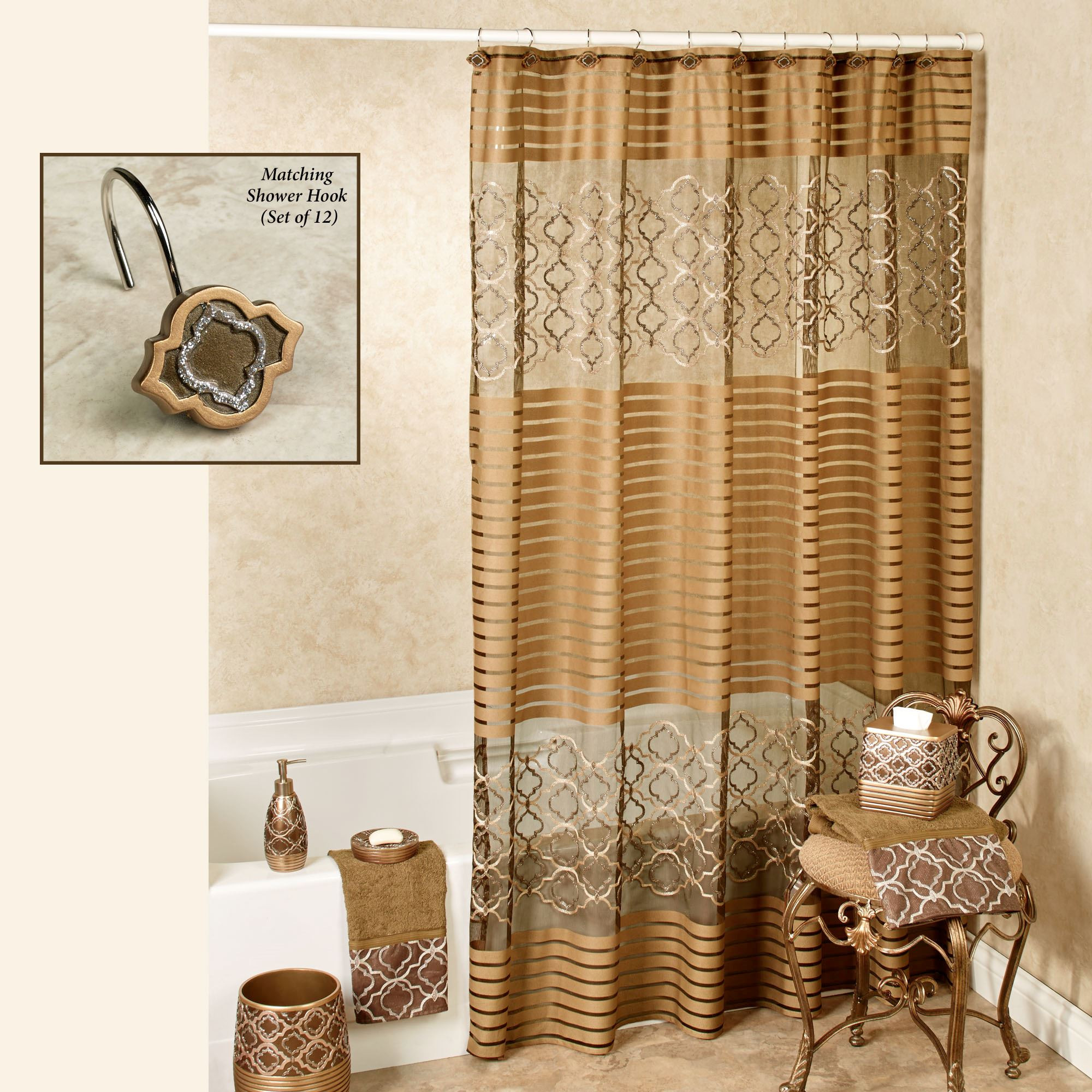 Bathroom Sets With Shower Curtain
 Spindle Embroidered Medallion Shower Curtain