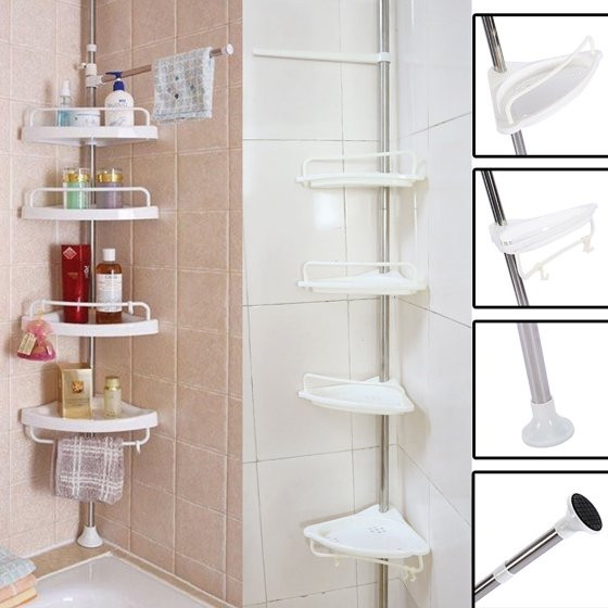 Bathroom Shower Corner Shelves
 4 Tier Bathroom Corner Shelf Adjustable Telescopic Shower