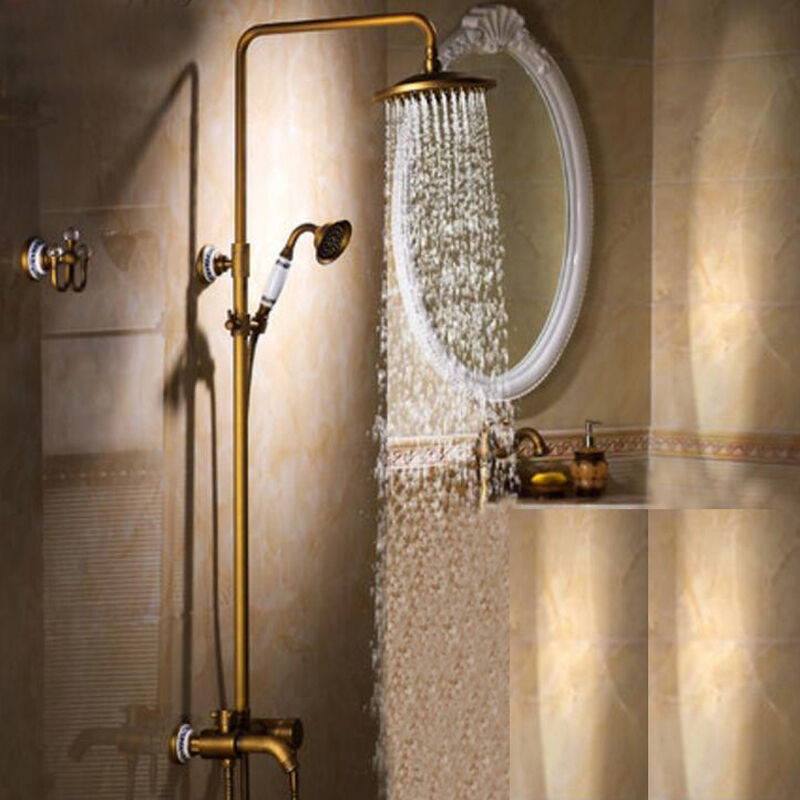 Bathroom Shower Head
 Antique Brass Bathroom Shower Set Faucet 8"Rain Shower