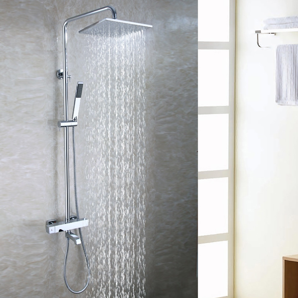 Bathroom Shower Head
 Bath Tub Exposed Shower Faucet Set 10 Inch Bathroom Rain