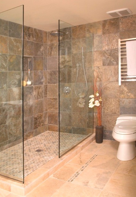 Bathroom Showers Without Doors
 Open shower without door Asian Bathroom seattle by
