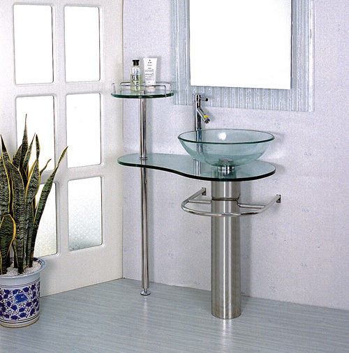 Bathroom Vanity Bowls
 Bathroom vanities pedestal vessel Sink bowl 28 in glass