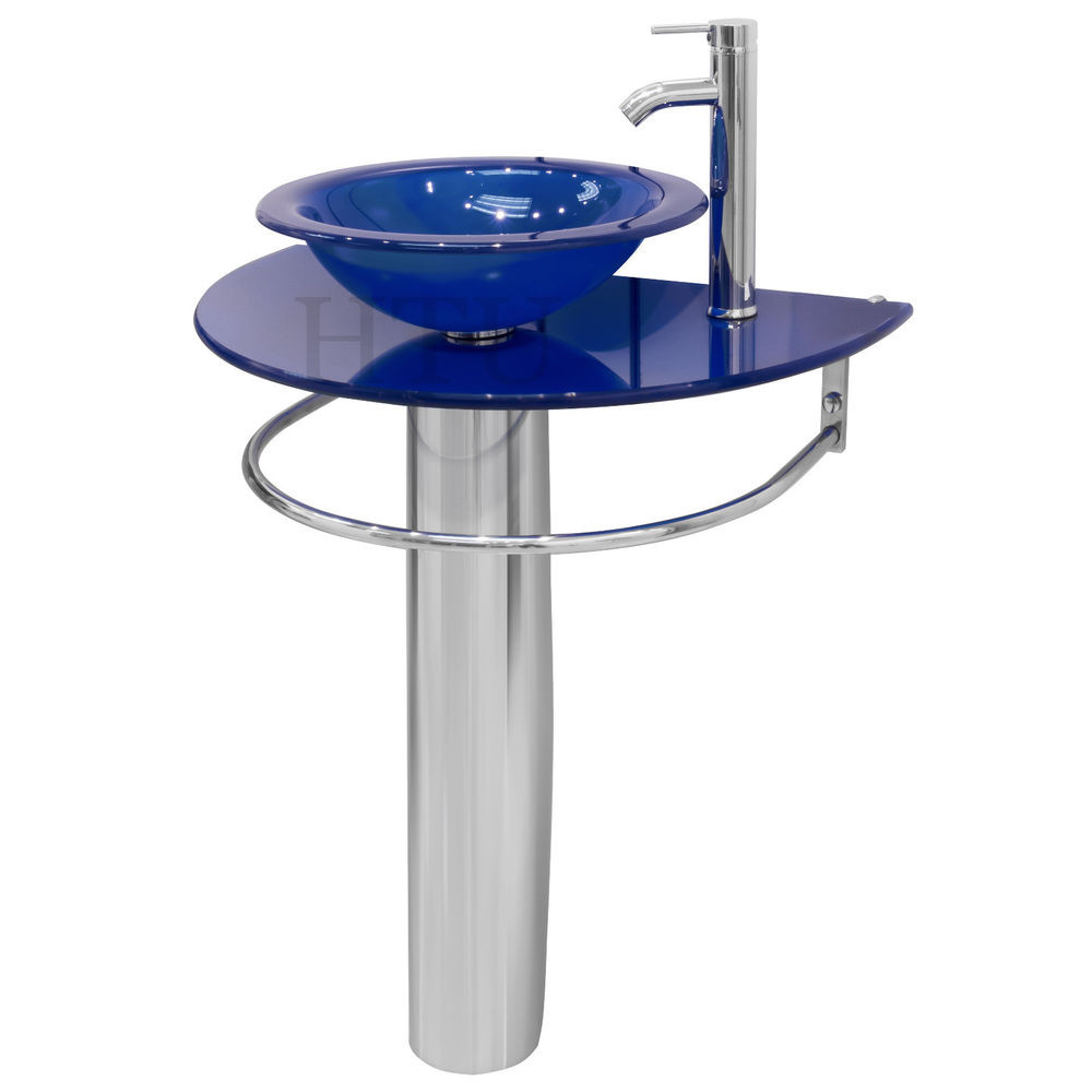 Bathroom Vanity Bowls
 modern 30 bathroom vanities Pedestal blue vessel glass