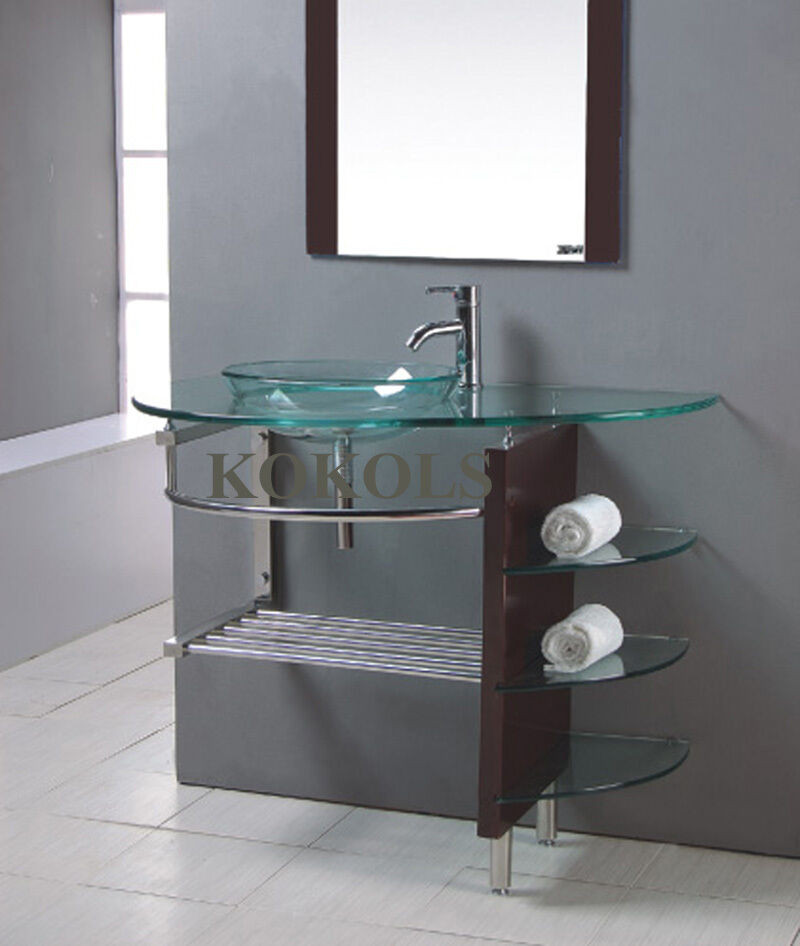 Bathroom Vanity Bowls
 modern Bathroom Glass bowl clear vessel Sink & wood Vanity