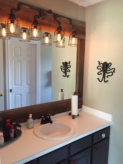 Bathroom Vanity Light Bulbs
 Vanity Lighting for industrial bathroom Black Pipe Wall