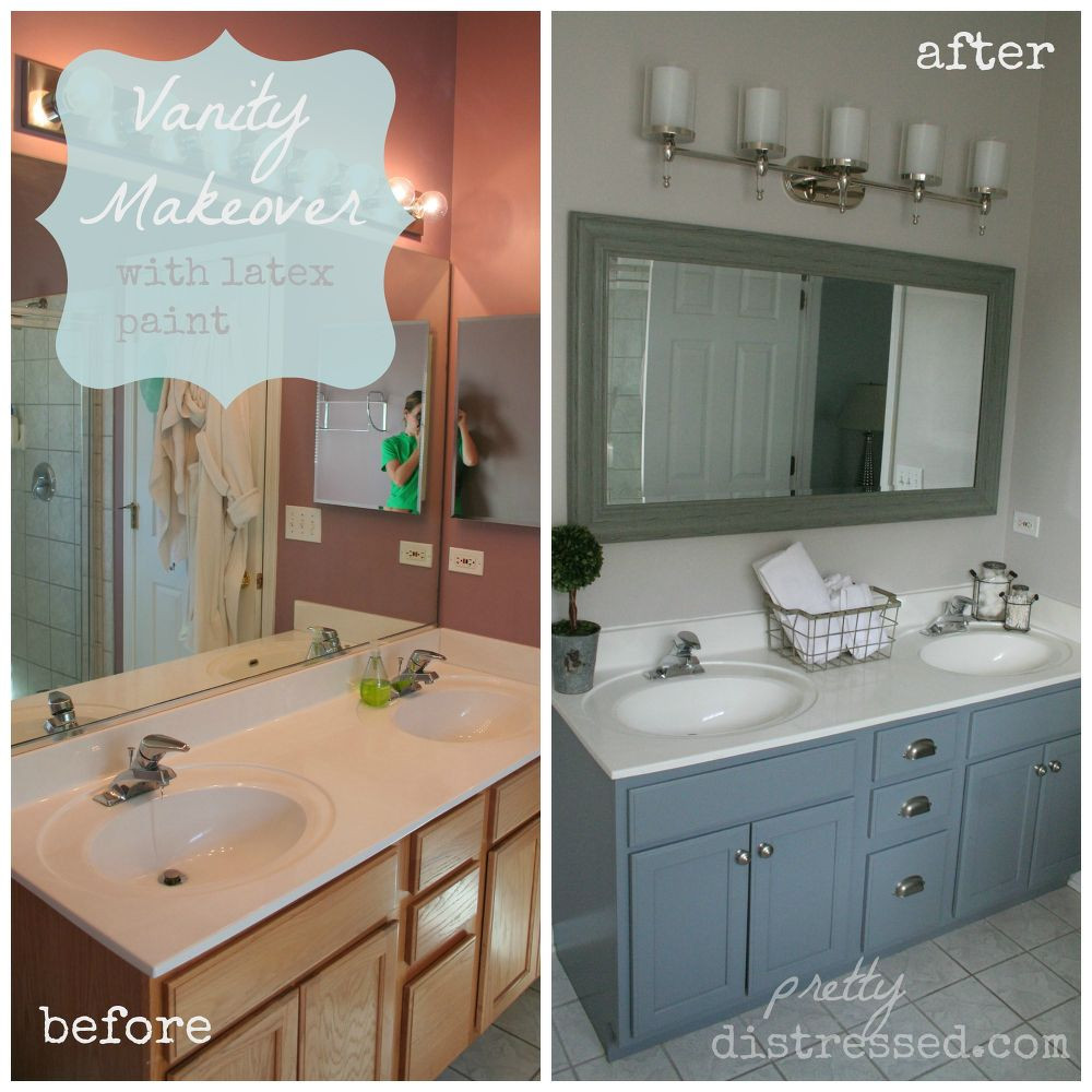Bathroom Vanity Makeover Ideas
 Bathroom Oak Vanity Makeover With Latex Paint