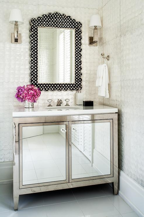 Bathroom Vanity Mirror Cabinet
 Metal Bath Vanity with Mirrored Cabinet Doors