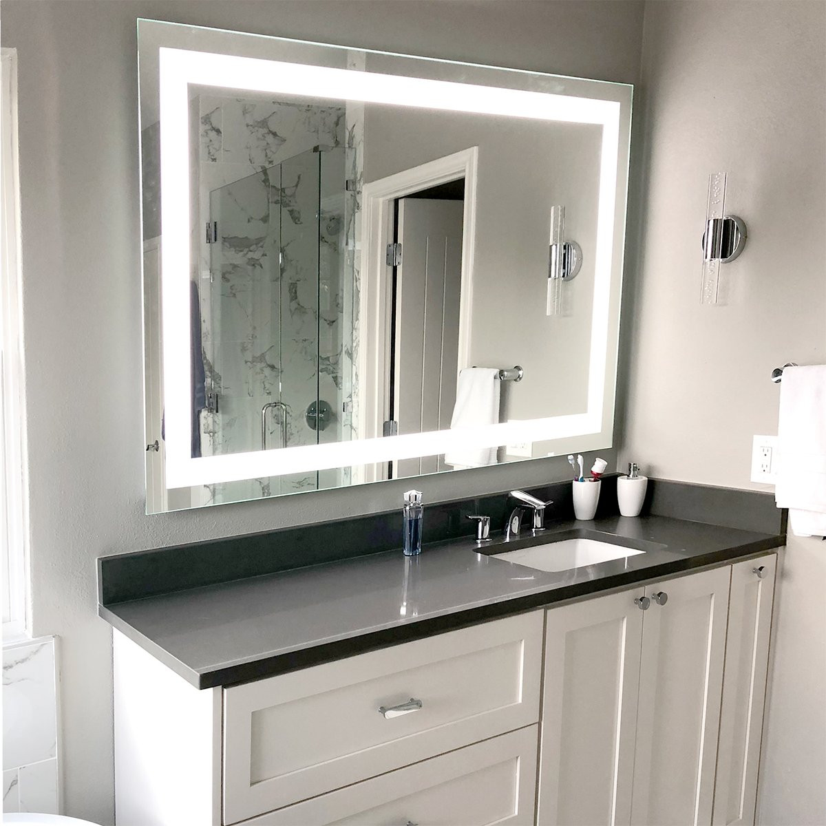Bathroom Vanity With Mirror
 Front Lighted LED Bathroom Vanity Mirror 48" x 32