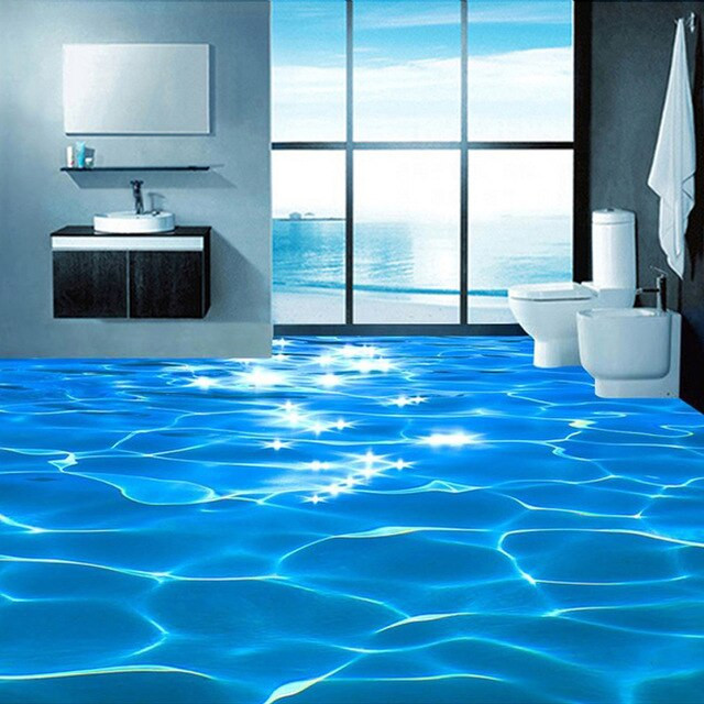 Bathroom Wall Coverings Waterproof
 Aliexpress Buy Custom Mural Wallpaper 3D Sea Wave