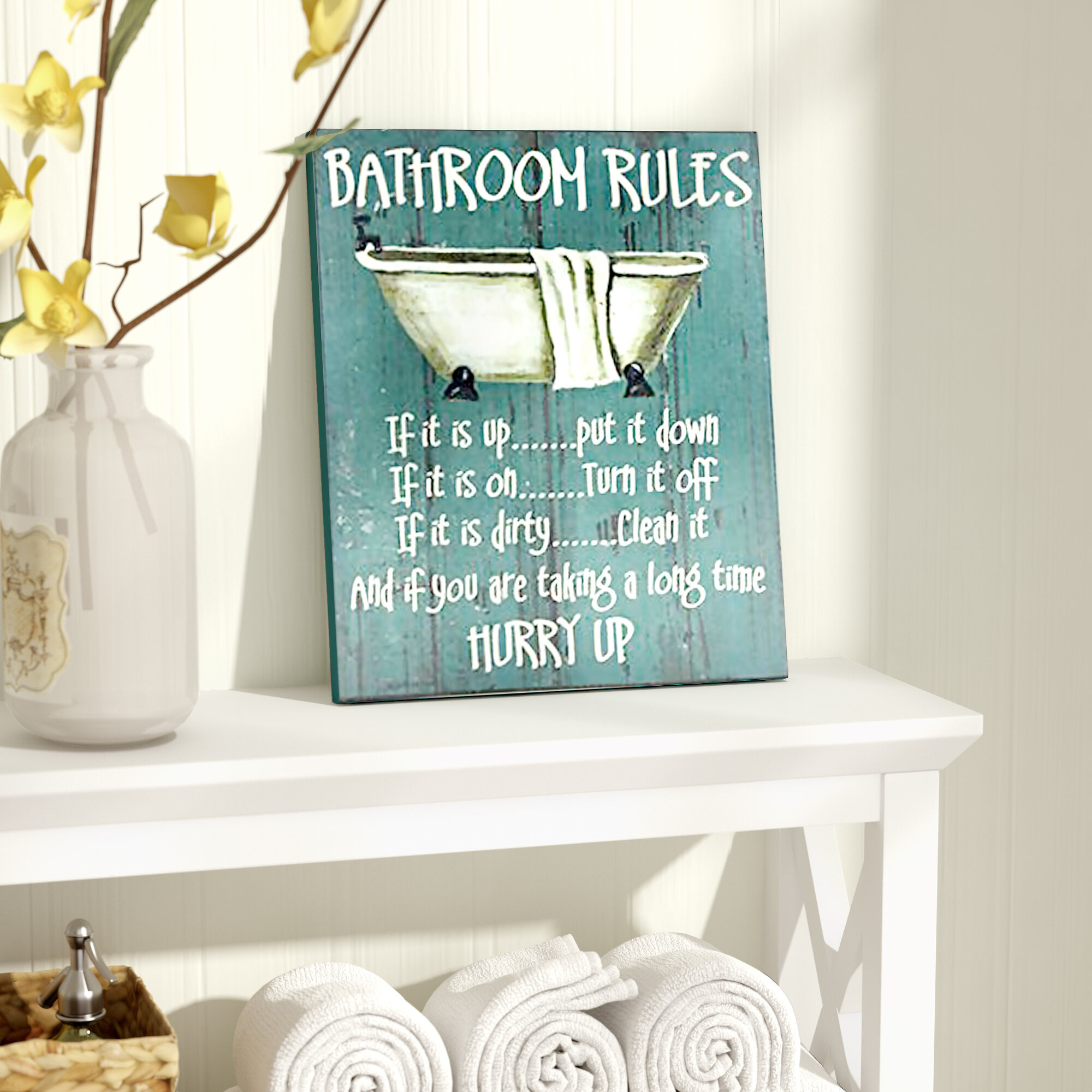 Bathroom Wall Hangings
 August Grove Bathroom Rules Textual Art & Reviews