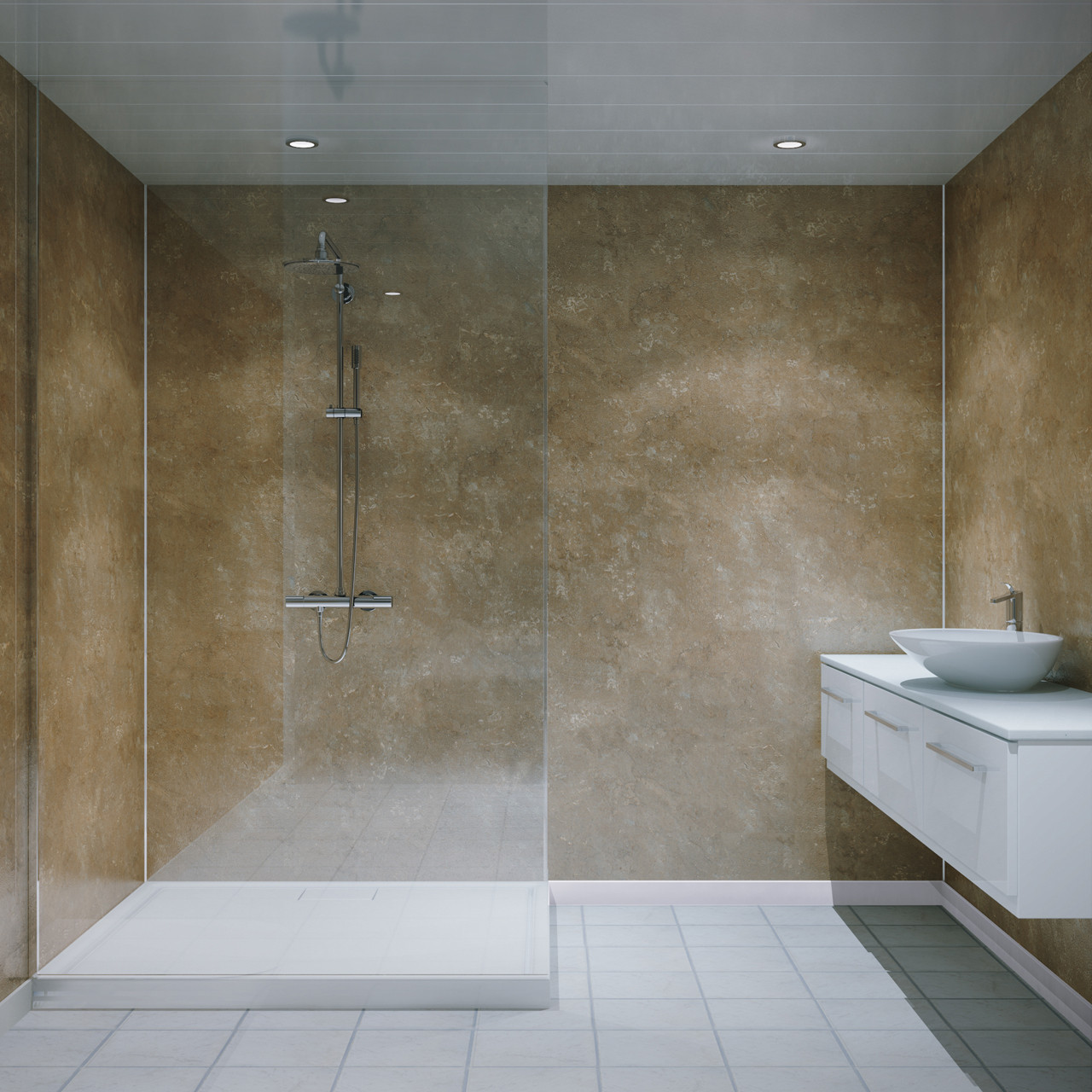 Bathroom Wall Panels
 Multipanel Classic Travertine Hydro Lock Tongue & Groove