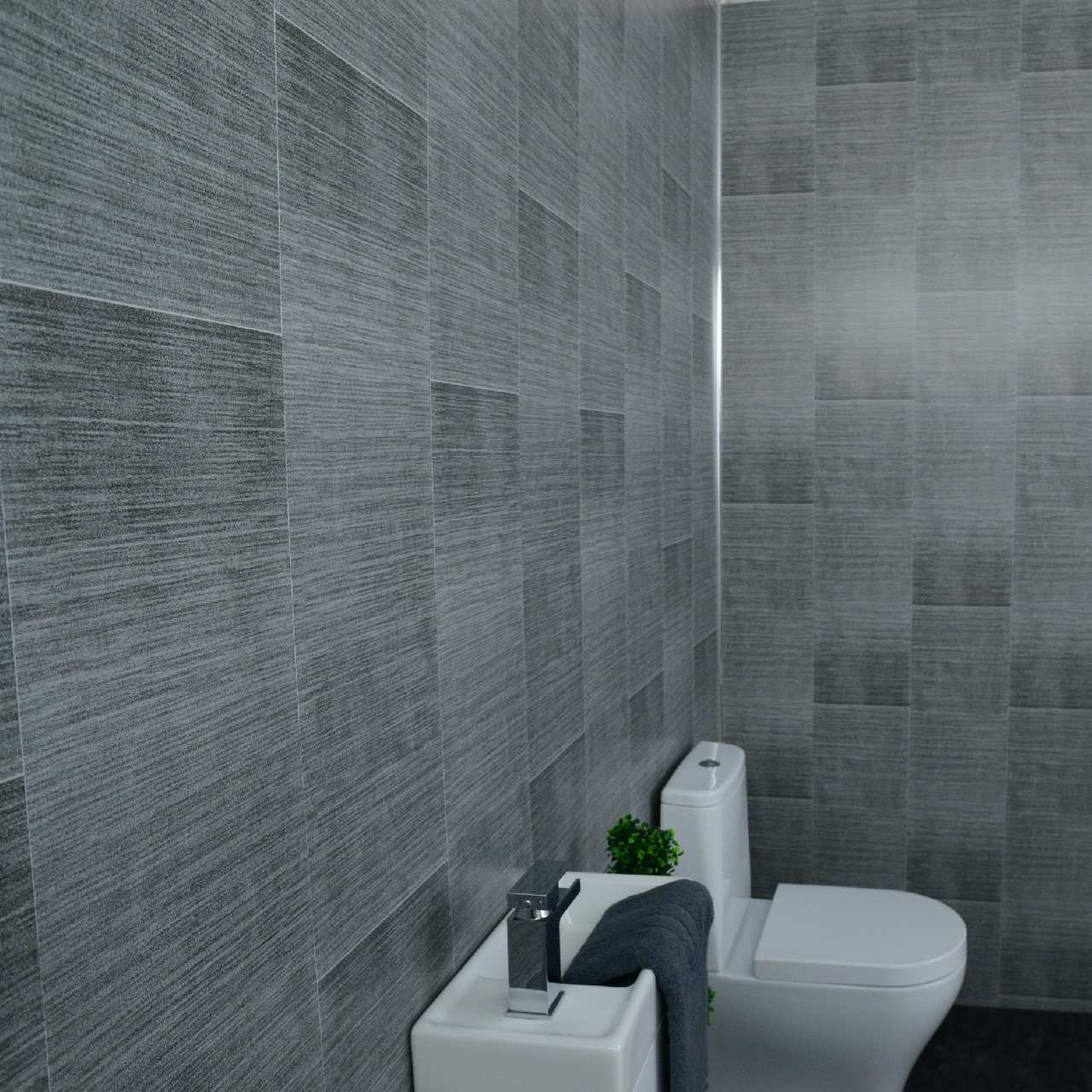 Bathroom Wall Panels
 Grey Panels Anthracite Tile Effect Cladding Gold Hues