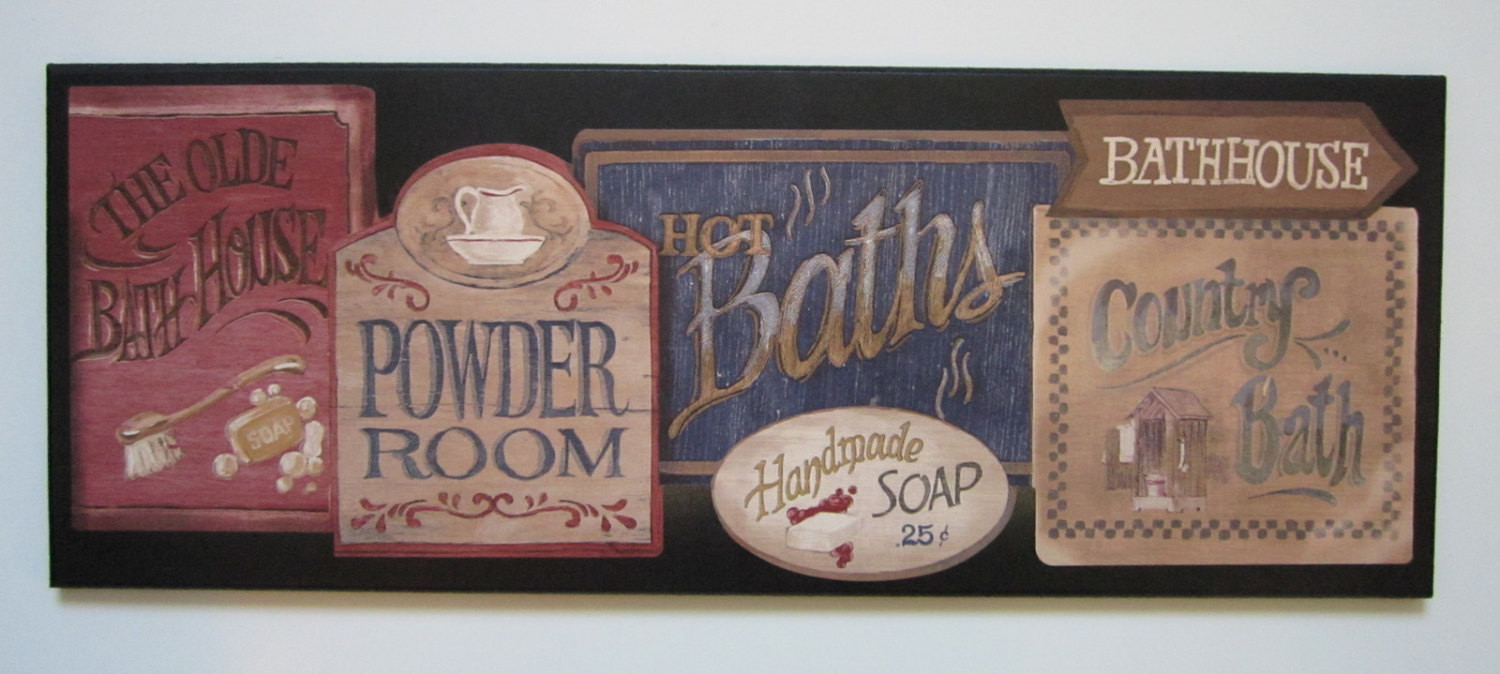 Bathroom Wall Plaques
 Bathroom Powder Room wall decor plaque Country Bath lodge