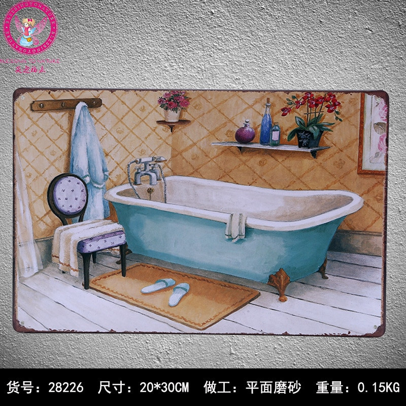 Bathroom Wall Plaques
 30X20CM Bathroom Retro Vintage Home Decor Tin Sign for
