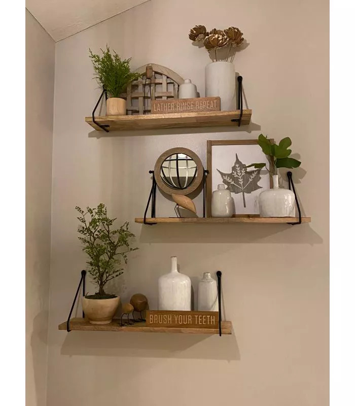 Bathroom Wall Shelves Target
 Wood Wall Shelf with Hanging Wire Natural Black