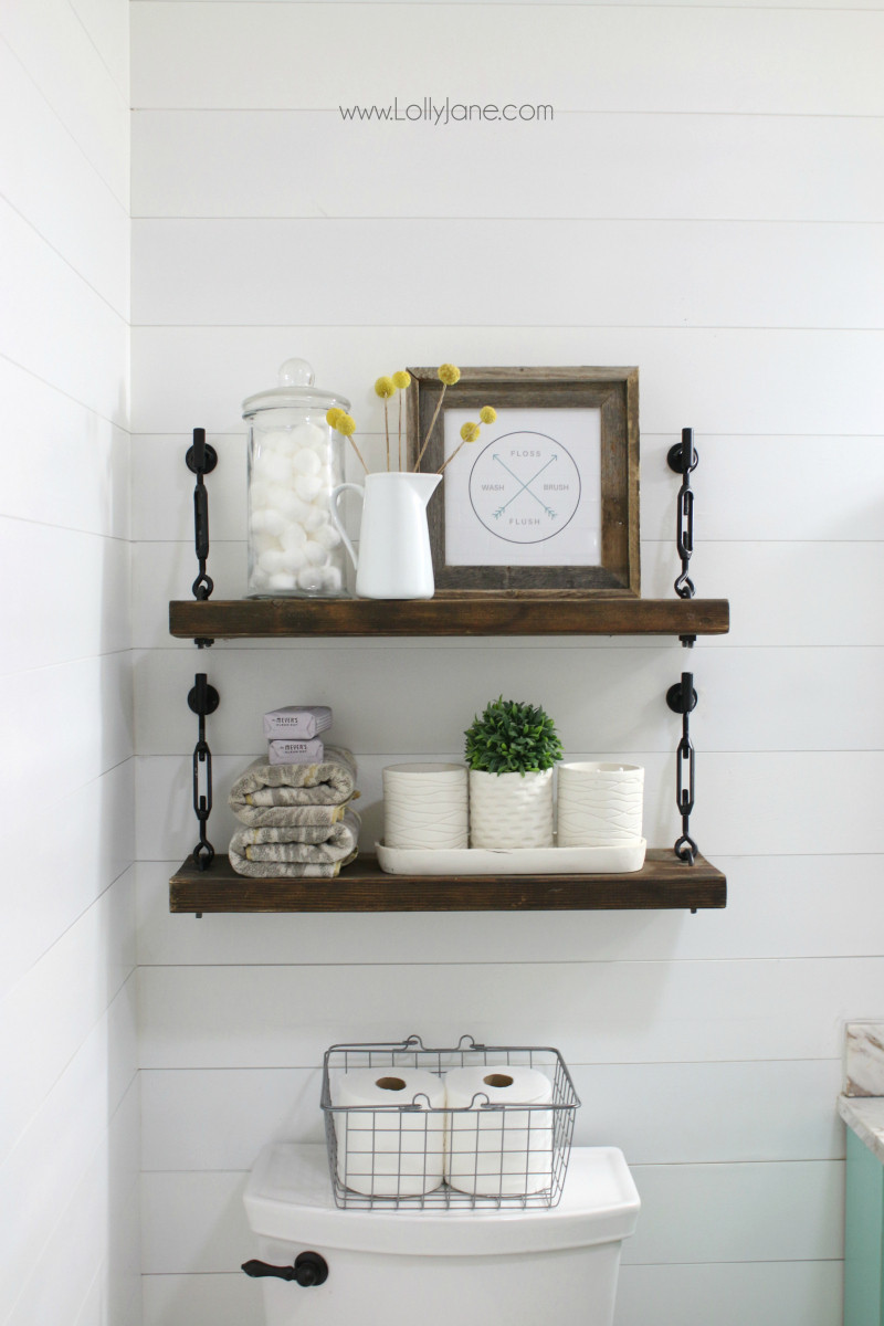 Bathroom Wall Storage Shelves
 DIY Turnbuckle Shelf A Great Bathroom Addition Lolly Jane