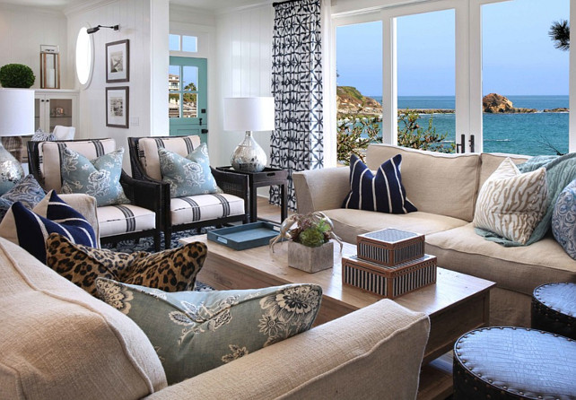 beach style living room curtains