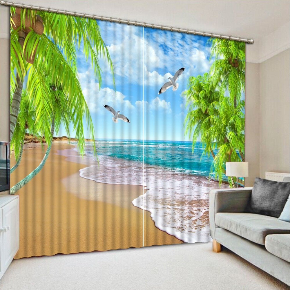 Beach Curtains For Living Room
 Cool beach wave 3D Curtains For Living room Bedroom Window
