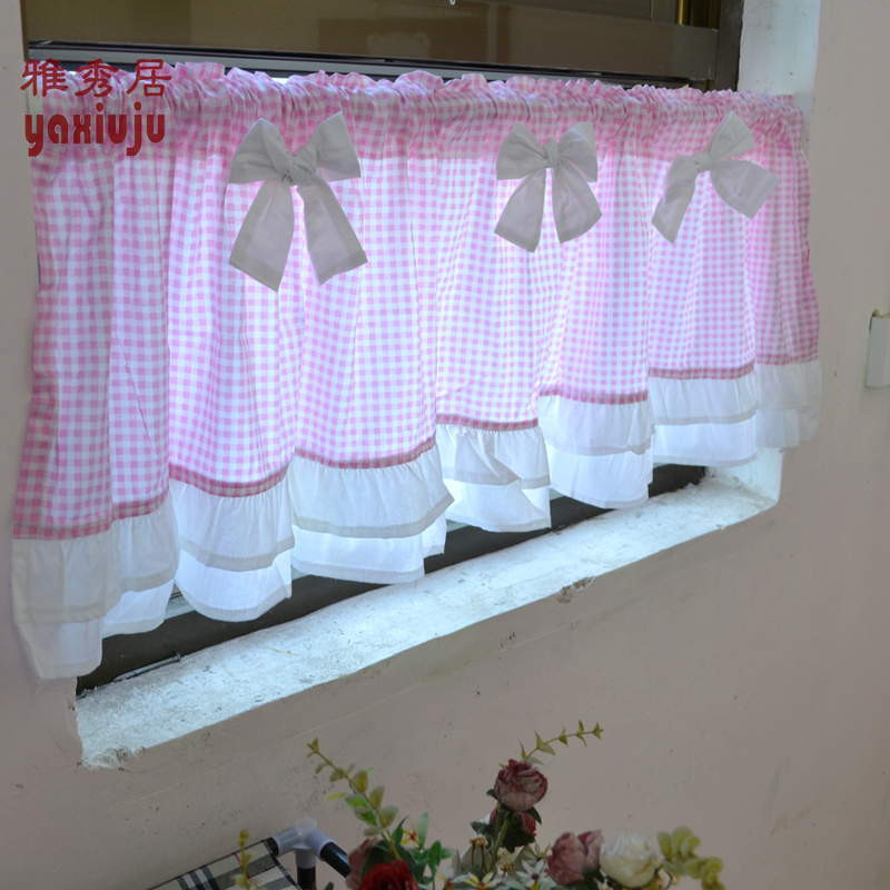 Beautiful Kitchen Curtains
 Aliexpress Buy Free shipping pink Plaid bow